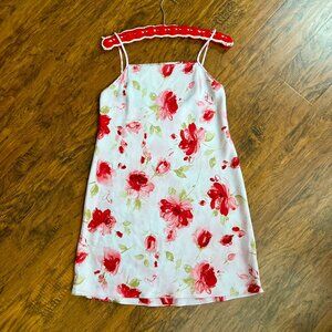 Vintage Pink and Red Floral Slip Mini Dress